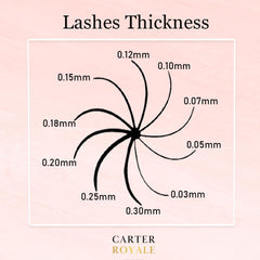 Carter Royal Russian Volume Silk Individual 16 Pairs Eyelash Extensions Volume Curl Natural Look False Eyelashes Fluppy Styles Lashes Easy to Stick For Daily Use And Party Lashes - D-0.15