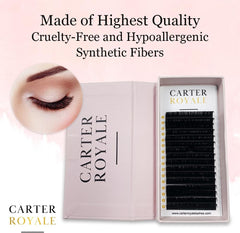 Carter Royal Russian Volume Silk Individual 16 Pairs Eyelash Extensions Volume Curl Natural Look False Eyelashes Fluppy Styles Lashes Easy to Stick For Daily Use And Party Lashes - D-0.15