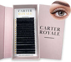 Carter Royal Russian Volume Silk Individual 16 Pairs Eyelash Extensions Volume Curl Natural Look False Eyelashes Fluppy Styles Lashes Easy to Stick For Daily Use And Party Lashes - D-0.15