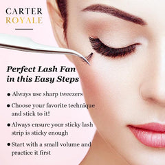 Carter Royal Russian Volume Silk Individual 16 Pairs Eyelash Extensions Volume Curl Natural Look False Eyelashes Fluppy Styles Lashes Easy to Stick For Daily Use And Party Lashes - D-0.15