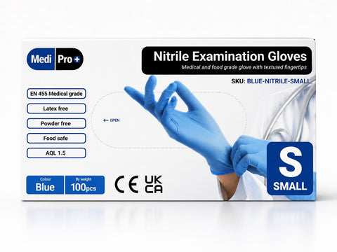 Medi Pro+ Nitrile Examination Gloves – Blue (100 Pack)