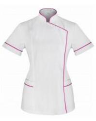 Beautician Uniform White with Fuchsias Fashion NR15